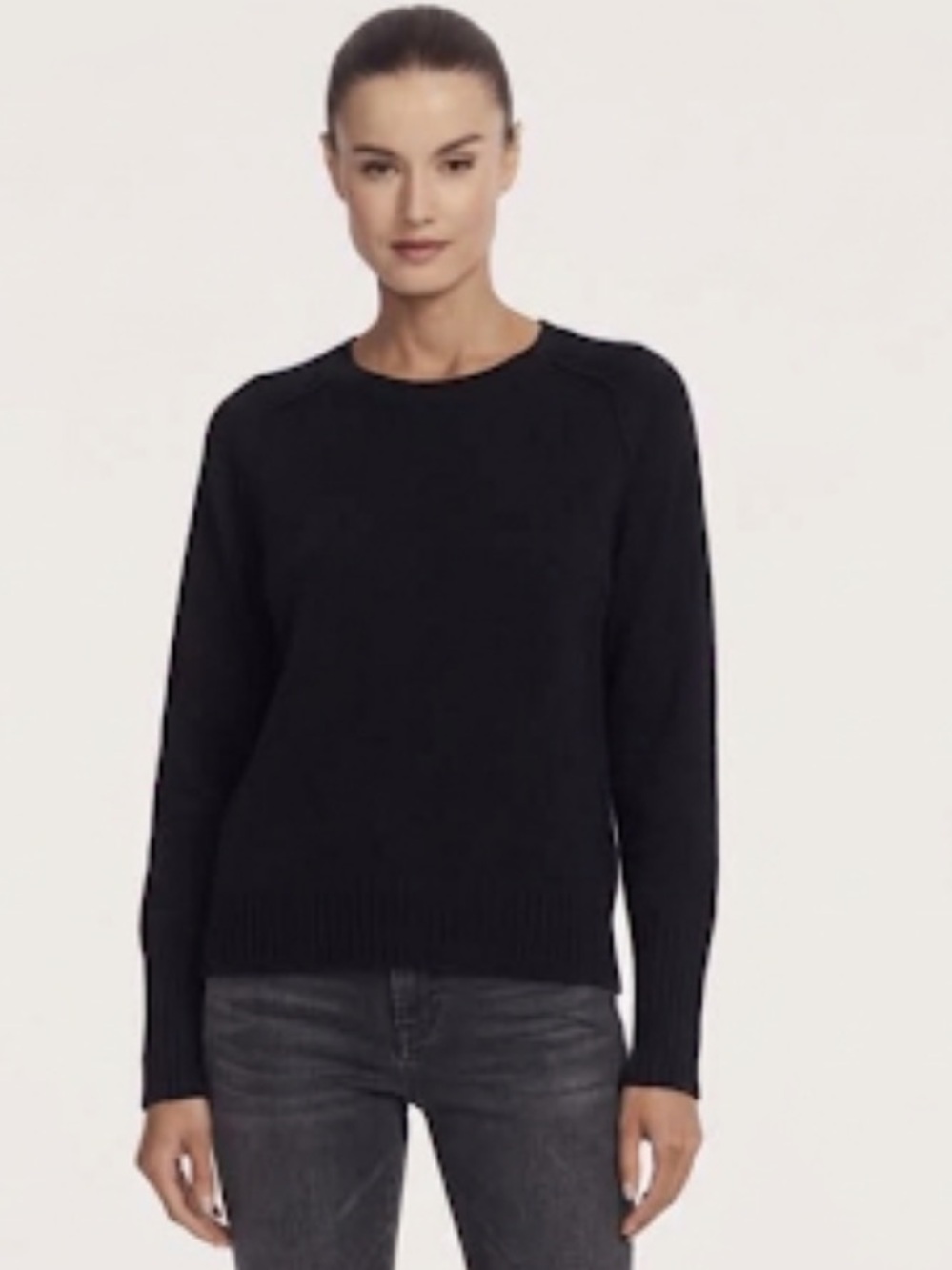 360 CASHMERE NWT KATYA CREW NACK SWEATER IN BLACK Size XS